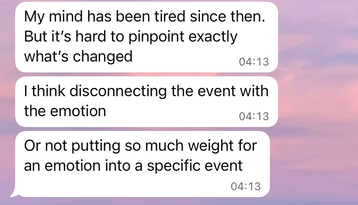 Client message about disconnecting the event from the emotion