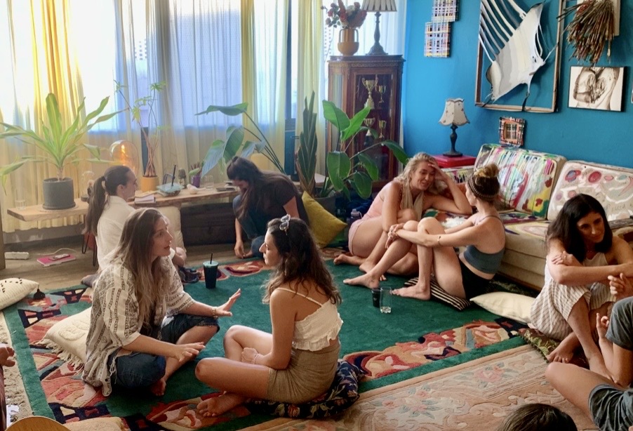 Women gathered in a bright room